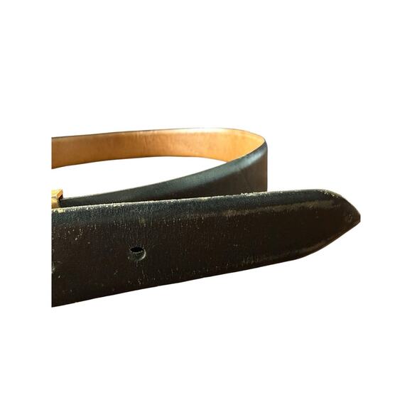 Vintage YSL Gold Belt Buckle Black Brown Belt Size S Brass - Picture 5 of 10